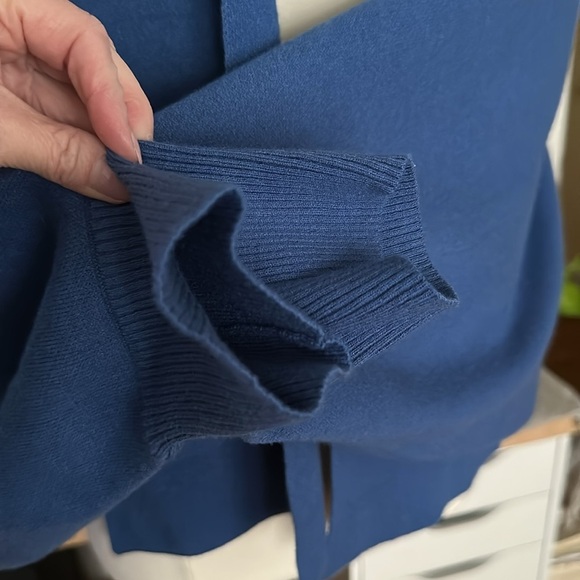 J. JILL Pure Jill Double Knit Blue Cardigan Dolman Sleeve Oversized Open Size M - Picture 8 of 15